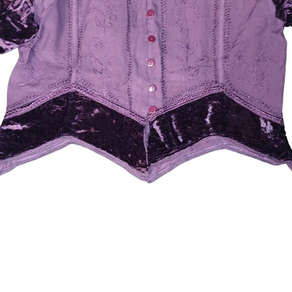 Encounter Free Size Purple Velvet Detail Floral Embroidery Twin Set Two Piece - Picture 7 of 13